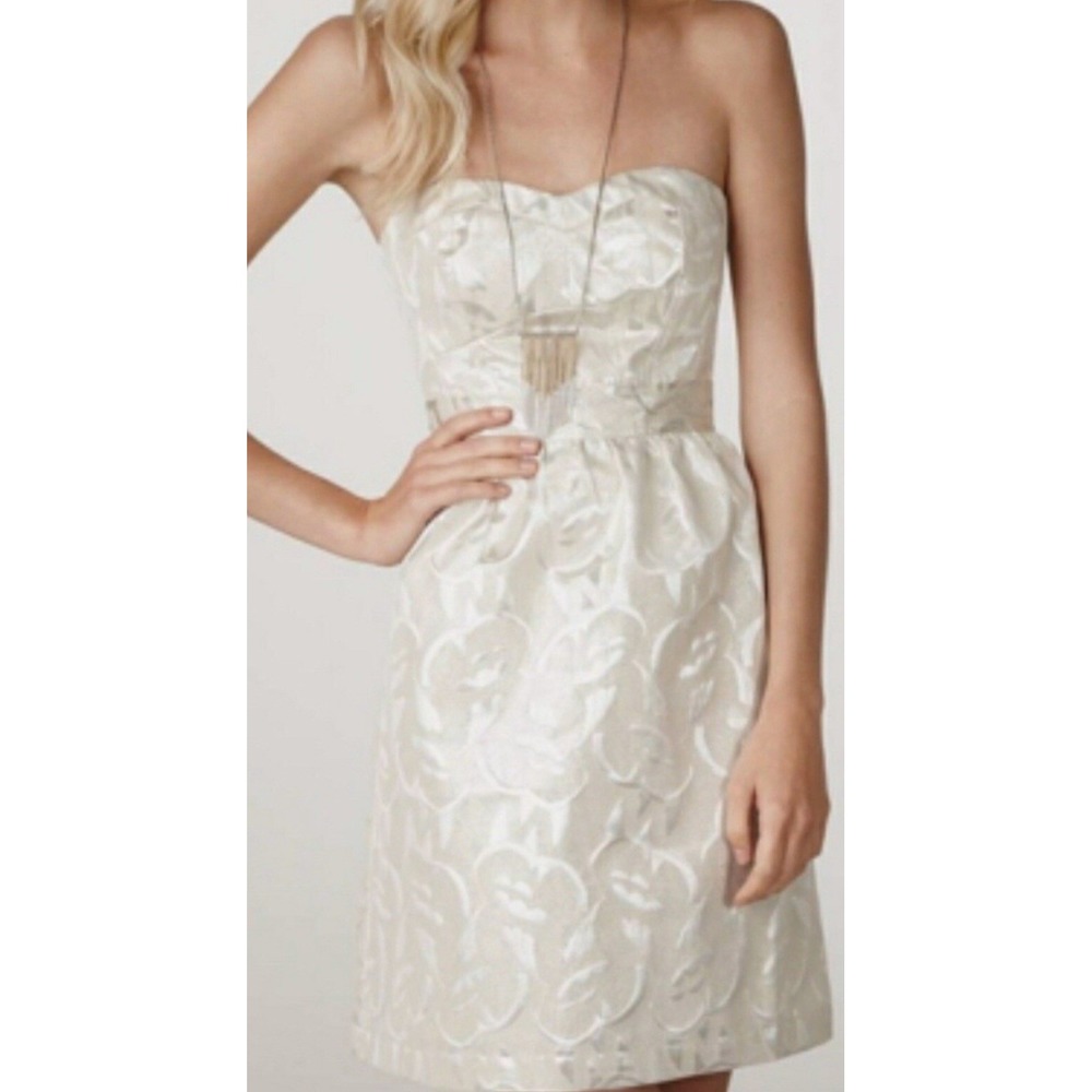 American Eagle Dress Women's Size 6 Strapless Metallic Printed Short Zip Mini
